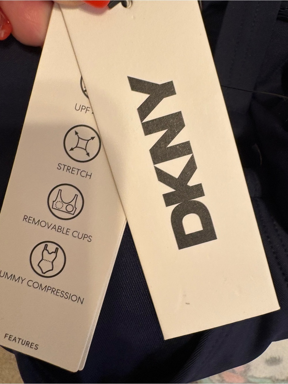 NWT DKNY Navy Ruched OnePiece size  S UPF 40+Tummy Compression Adjustable Straps - Picture 9 of 11
